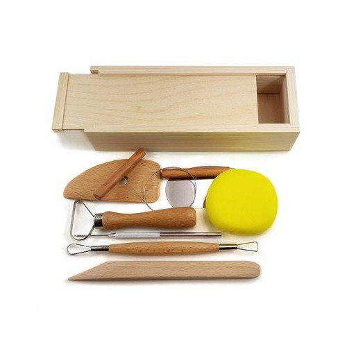 
  KIT DU POTIER : OUTILS DE TOURNAGE - BOITE EN BOIS - Outils de modelage - Cigale et Fourmi