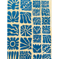 PAPIER TRANSFERT - FLEURS EN BOIS - BLEU
