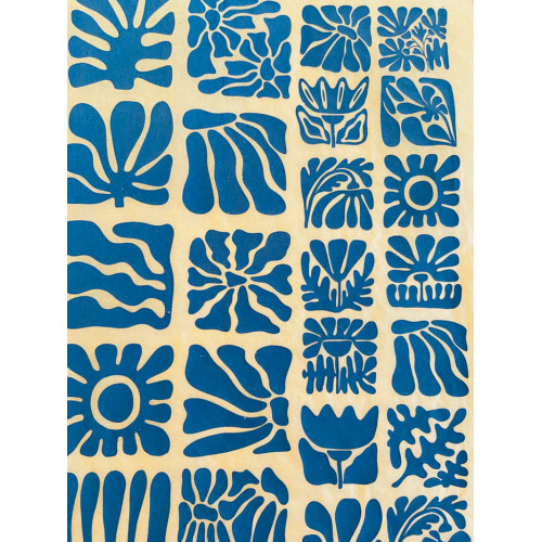 
  PAPIER TRANSFERT - FLEURS EN BOIS - BLEU - Papiers transfert - Cigale et Fourmi