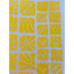 PAPIER TRANSFERT - FLEURS EN BOIS - JAUNE