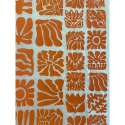PAPIER TRANSFERT - FLEURS EN BOIS - ORANGE