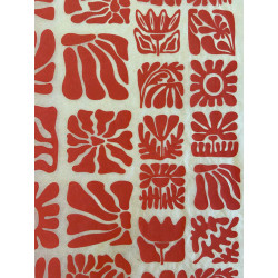 PAPIER TRANSFERT - FLEURS EN BOIS - ROUGE