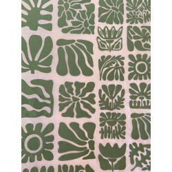 PAPIER TRANSFERT - FLEURS EN BOIS - VERT