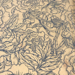 PAPIER TRANSFERT - PIVOINES - BLEU