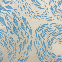 PAPIER TRANSFERT - POISSONS - BLEU