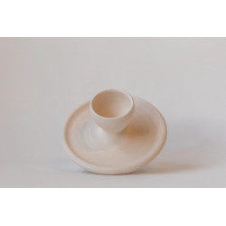 BISCUIT FAIENCE - COQUETIER AVEC COUPELLE